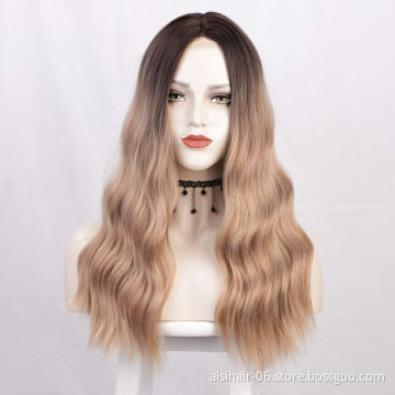 Aisi Beauty Wholesale Vendor Long Wavy Body Wave Ombre 613 Blonde Wig Lace Frontal Synthetic Hair For Black Women Lace Front Wig
